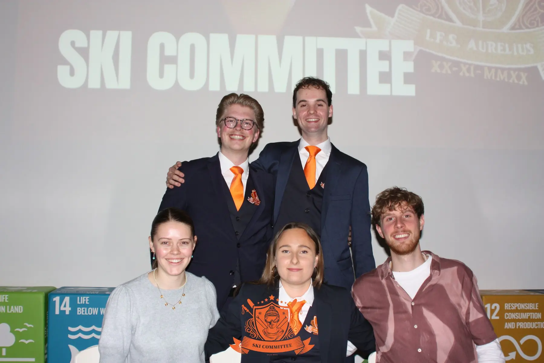 The Aurelius Ski Committee with Aurelius Chair Zara Mae Kapoen